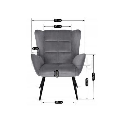 Крісло MEBEL ELITE VINCENT Velvet сірий, фото 2