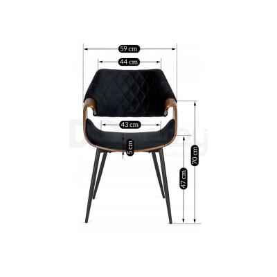 Стул MEBEL ELITE DAKOTA Velvet черный/орех, фото 3