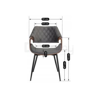 Стілець MEBEL ELITE DAKOTA Velvet сірий/горіх, фото 2