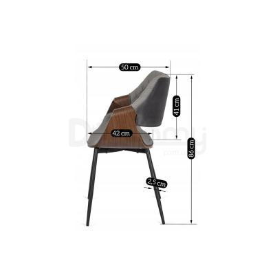 Стілець MEBEL ELITE DAKOTA Velvet сірий/горіх, фото 3