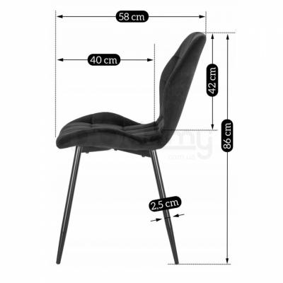 Стілець MEBEL ELITE LUCKY Velvet чорний, фото 3