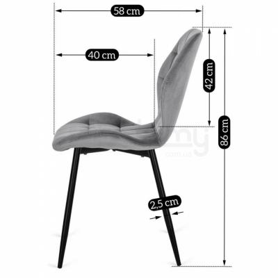 Стул MEBEL ELITE LUCKY Velvet серый/черный, фото 4