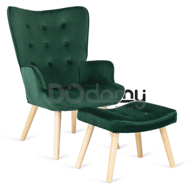 Крісло з підставкою для ніг MEBEL ELITE LOZANO Velvet Зелений, фото 1