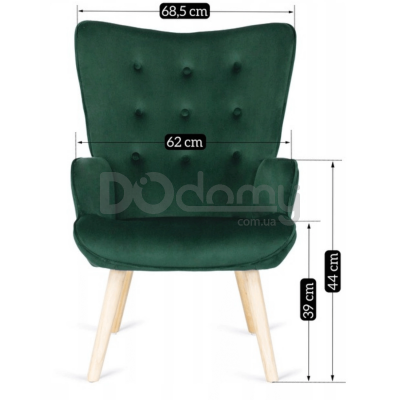 Крісло з підставкою для ніг MEBEL ELITE LOZANO Velvet Зелений, фото 6