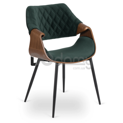 Стілець MEBEL ELITE DAKOTA Velvet Зелений / Горіх, фото 1