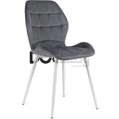Стілець MEBEL ELITE LUCKY Velvet Сірий / Білий, фото 1