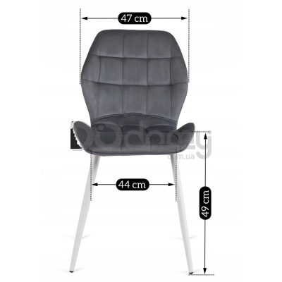 Стілець MEBEL ELITE LUCKY Velvet Сірий / Білий, фото 2