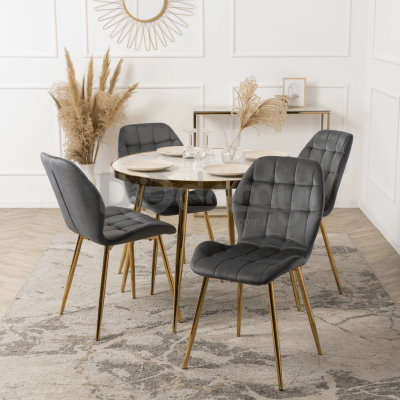 Стілець MEBEL ELITE LUCKY Velvet Сірий / золотий, фото 1