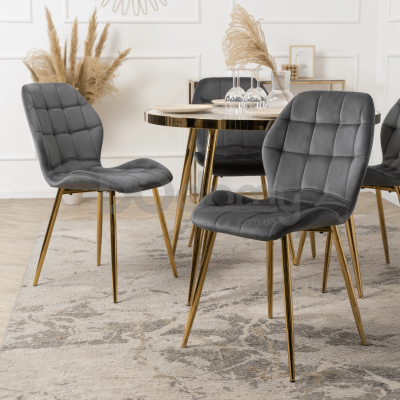 Стілець MEBEL ELITE LUCKY Velvet Сірий / золотий, фото 2