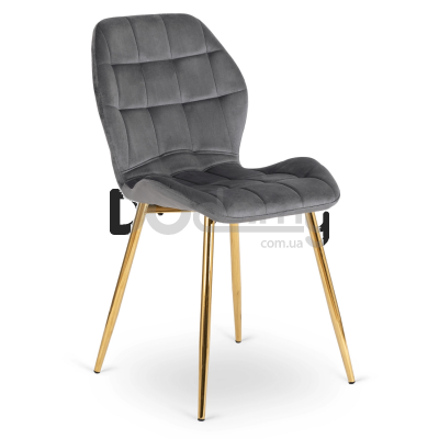 Стілець MEBEL ELITE LUCKY Velvet Сірий / золотий, фото 4