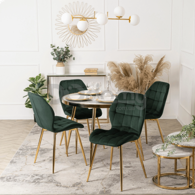 Стілець MEBEL ELITE LUCKY Velvet Зелений / золотий, фото 2