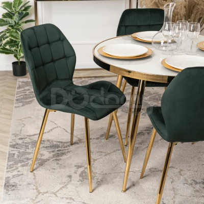 Стілець MEBEL ELITE LUCKY Velvet Зелений / золотий, фото 3