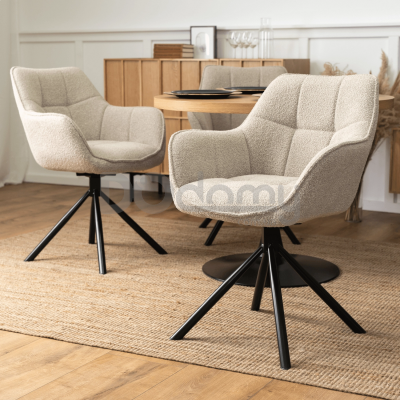 Крісло поворотне ELITE PEONY Бежевий (букле), фото 1