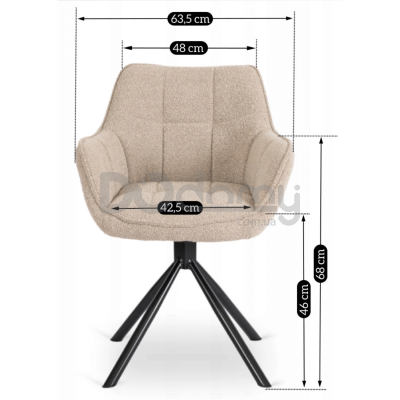 Крісло поворотне ELITE PEONY Бежевий (букле), фото 6