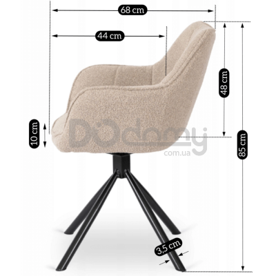 Крісло поворотне ELITE PEONY Бежевий (букле), фото 7