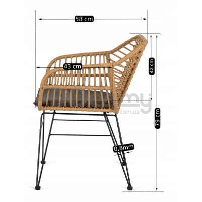 Крісло ELITE MUSA Натуральний / Сірий, фото 3