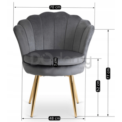 Крісло ELITE VIOLA Сірий / Золотий, фото 2