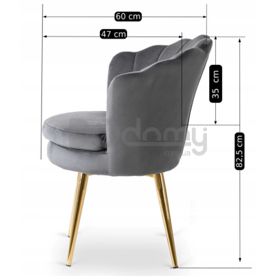 Крісло ELITE VIOLA Сірий / Золотий, фото 3