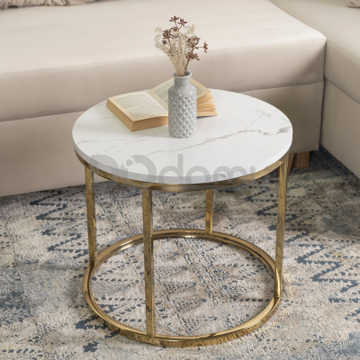 Журнальний стіл ELITE CLIFF  Білий мармур / Золотий, фото 1