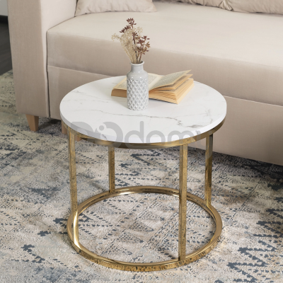 Журнальний стіл ELITE CLIFF  Білий мармур / Золотий, фото 2