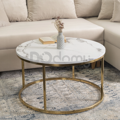 Журнальний стіл ELITE CLIFF MAX Білий мармур / Золотий, фото 1