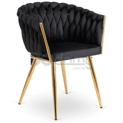 Крісло MEBEL ELITE CAPI Чорний / Золотий, фото 1