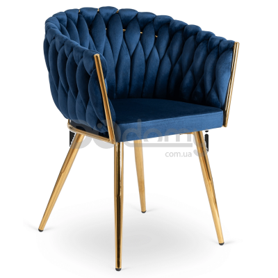 Крісло MEBEL ELITE CAPI Синій / Золотий, фото 1