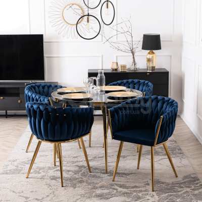 Крісло MEBEL ELITE CAPI Синій / Золотий, фото 2