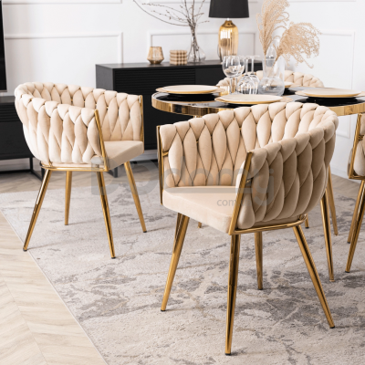 Кресло MEBEL ELITE CAPI Бежевый/Золотой, фото 1