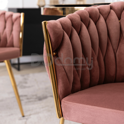 Крісло MEBEL ELITE CAPI Рожевий / Золотий, фото 2