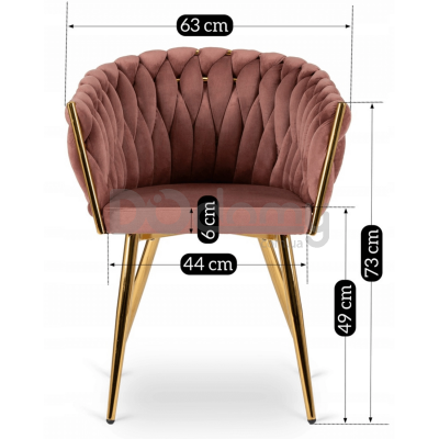 Крісло MEBEL ELITE CAPI Рожевий / Золотий, фото 4
