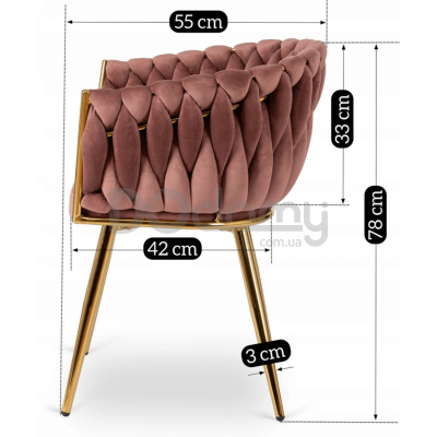 Крісло MEBEL ELITE CAPI Рожевий / Золотий, фото 5