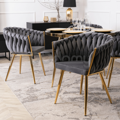 Крісло MEBEL ELITE CAPI Сірий / Золотий, фото 1