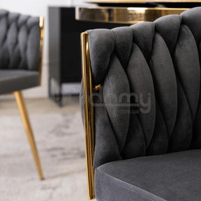 Крісло MEBEL ELITE CAPI Сірий / Золотий, фото 2