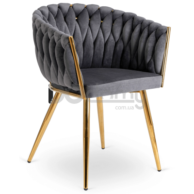 Крісло MEBEL ELITE CAPI Сірий / Золотий, фото 4