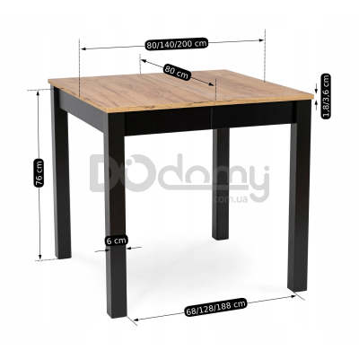 Стол раскладной MEBEL ELITE BEN 80-200 Дуб крафт / Черный, фото 5