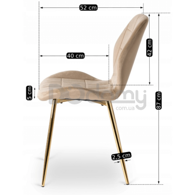 Стілець MEBEL ELITE IRYS Бежевий / Золотий, фото 3
