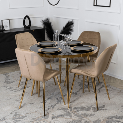 Стілець MEBEL ELITE IRYS Бежевий / Золотий, фото 5