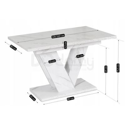 Стол CLARK ELITE 120-160 см Белый  Мрамор, фото 5