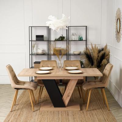 Стіл CLARK ELITE 120-160 см Дуб Артизан / Чорний, фото 3