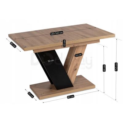 Стіл CLARK ELITE 120-160 см Дуб Артизан / Чорний, фото 6