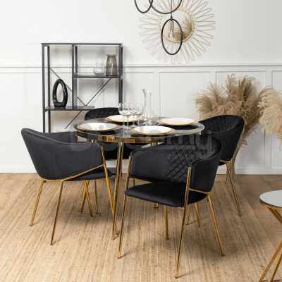 Стілець MEBEL ELITE INNES Velvet Чорний / Золотий, фото 2