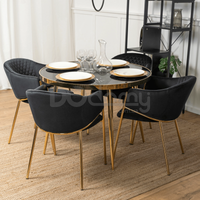 Стілець MEBEL ELITE INNES Velvet Чорний / Золотий, фото 3