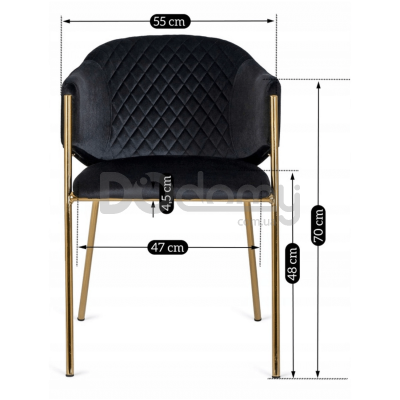 Стілець MEBEL ELITE INNES Velvet Чорний / Золотий, фото 5
