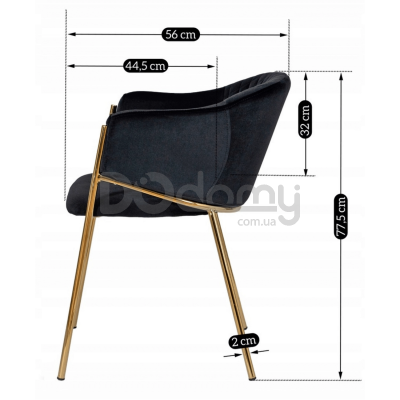 Стілець MEBEL ELITE INNES Velvet Чорний / Золотий, фото 6