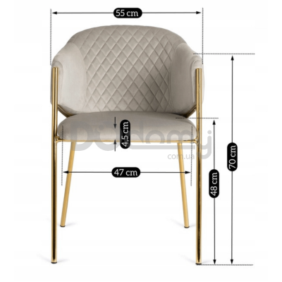 Стілець MEBEL ELITE INNES Velvet Сірий / Золотий, фото 6