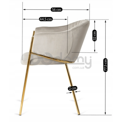 Стілець MEBEL ELITE INNES Velvet Сірий / Золотий, фото 7