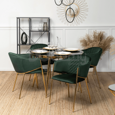 Стілець MEBEL ELITE INNES Velvet Зелений / Золотий, фото 2