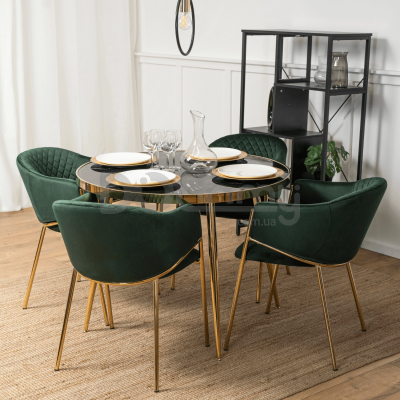 Стілець MEBEL ELITE INNES Velvet Зелений / Золотий, фото 3