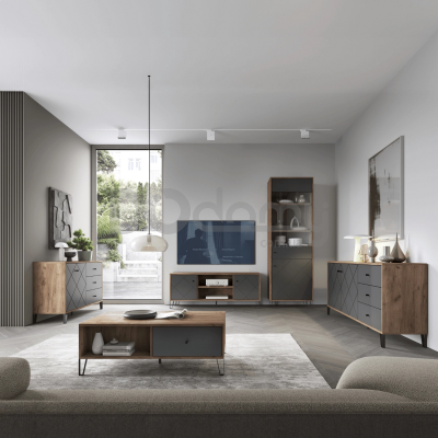 Тумба під телевізор Elite BACARDI 183 Дуб Крафт / Графіт, фото 2